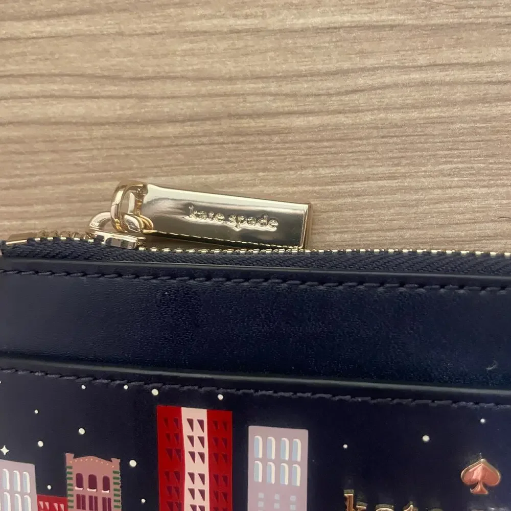 Kate Spade NEW Winter Wonders Large Slim Card Holder Wallet Leather Holidays